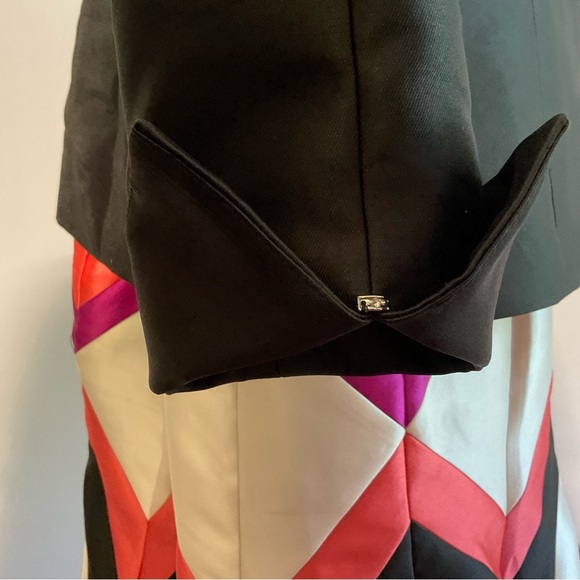 Serafina Sz 14 2 Piece Satin Suit Striking Colorful Zigzag Pattern Flared Skirt - Picture 8 of 16